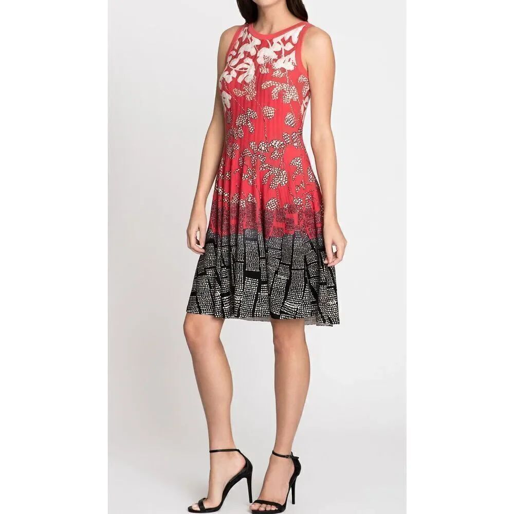NIC+ZOE Terrace Twirl Sleeveless A-Line Knit Jersey Dress Midi Crew Neck Sz 1X